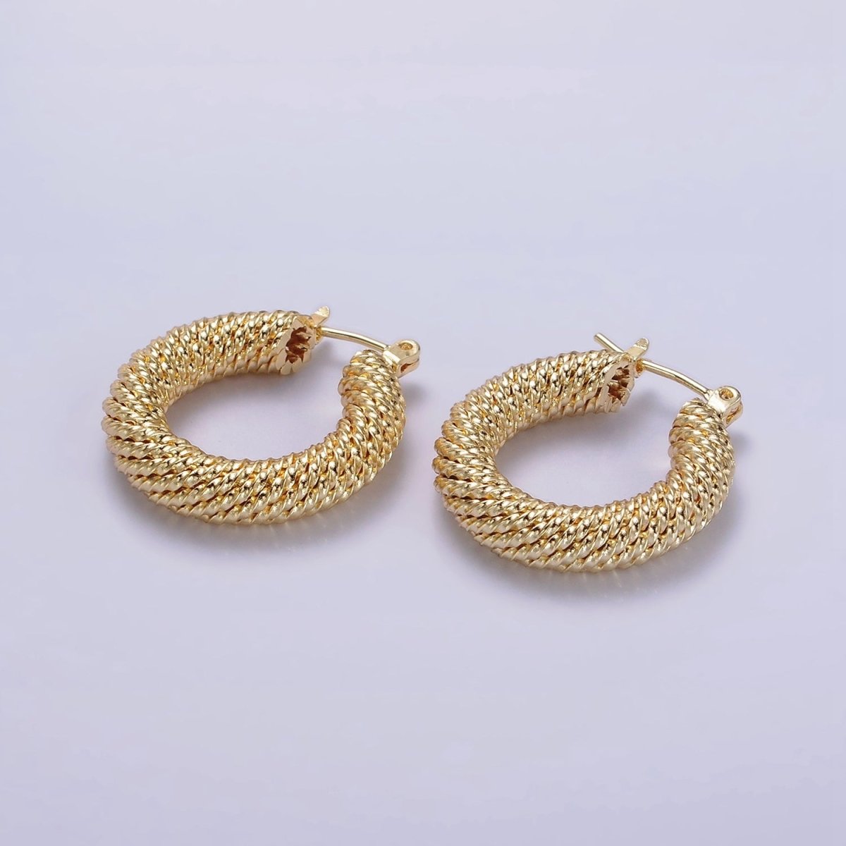 14K Gold Filled 25mm Twisted Rope Band Hoop Earrings | AE660 - DLUXCA