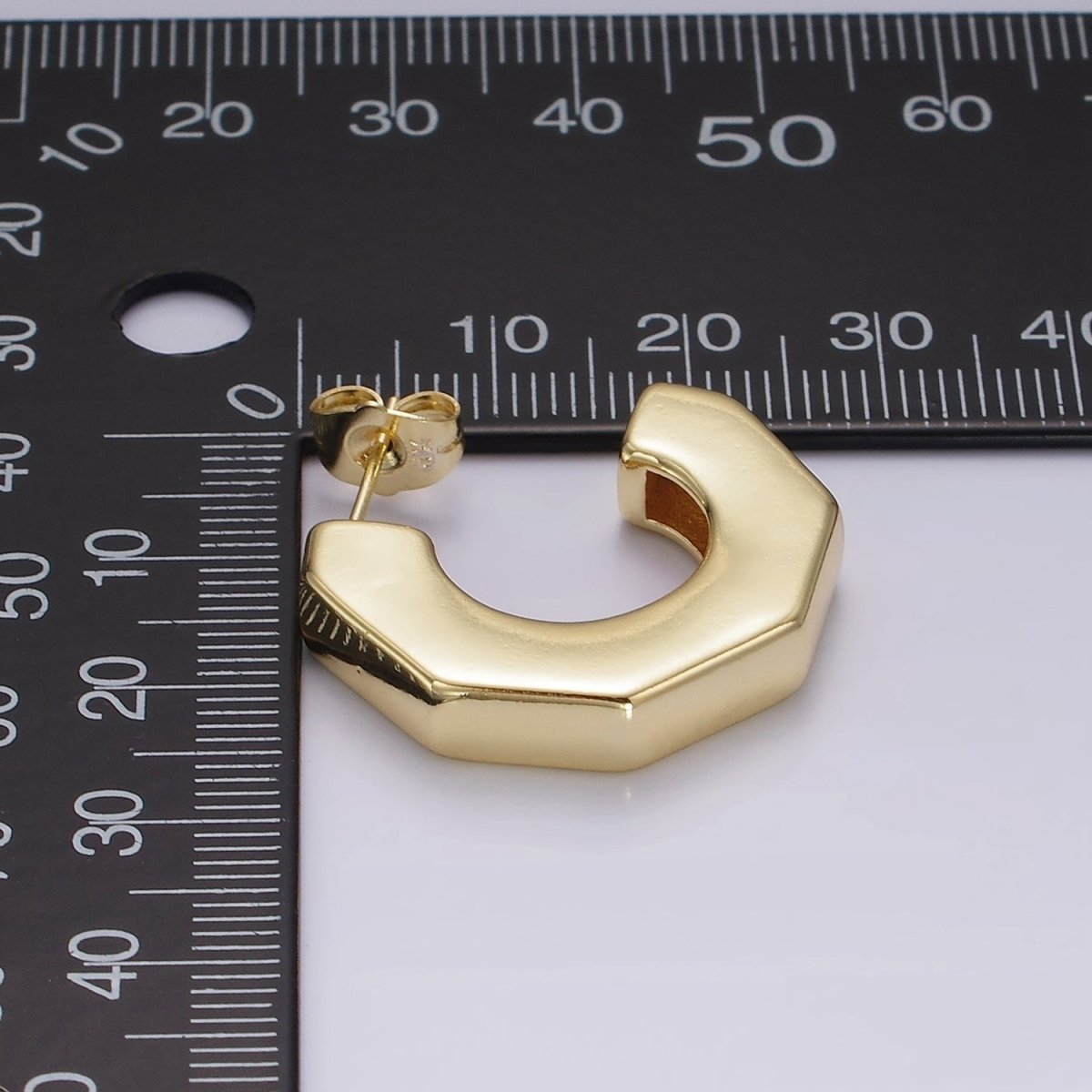 14K Gold Filled 26mm Hexagonal Geometric Hoop Earring | AE325 - DLUXCA