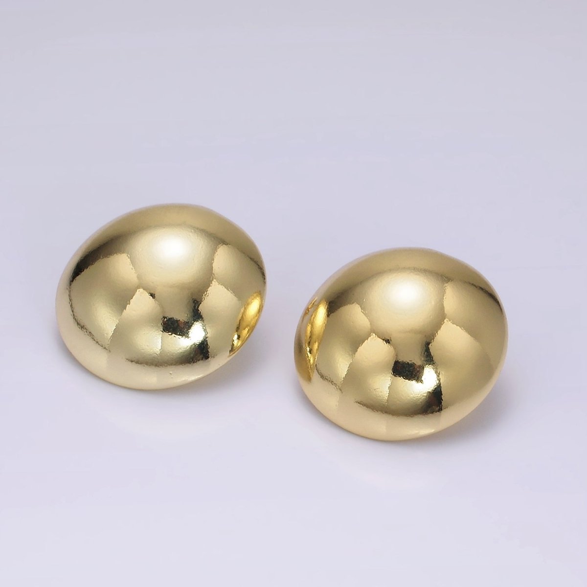 14K Gold Filled 26mm Round Dome Minimalist Stud Earrings | AE345 - DLUXCA