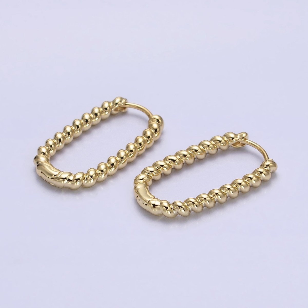 14K Gold Filled 27.5mm Twisted Croissant Oblong U-Shaped Hoop Earrings | AD1278 - DLUXCA