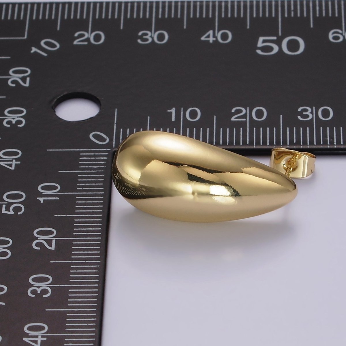 14K Gold Filled 28mm Teardrop Dome Modern Statement Stud Kylie Earrings | AE169 - DLUXCA