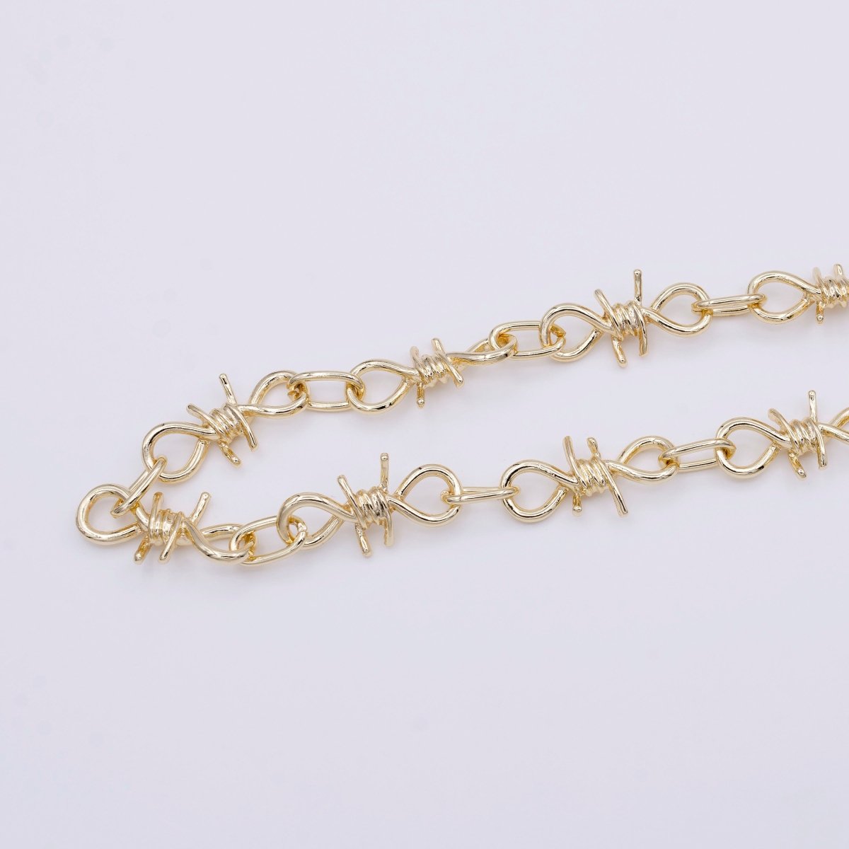 14K Gold Filled 29.3mm x 15.2mm Barbed Wire Gold Chain, Silver, Black Twist Designed Wholesale Chain (LARGE) | ROLL-957, ROLL-958, ROLL-959 Clearance Pricing - DLUXCA