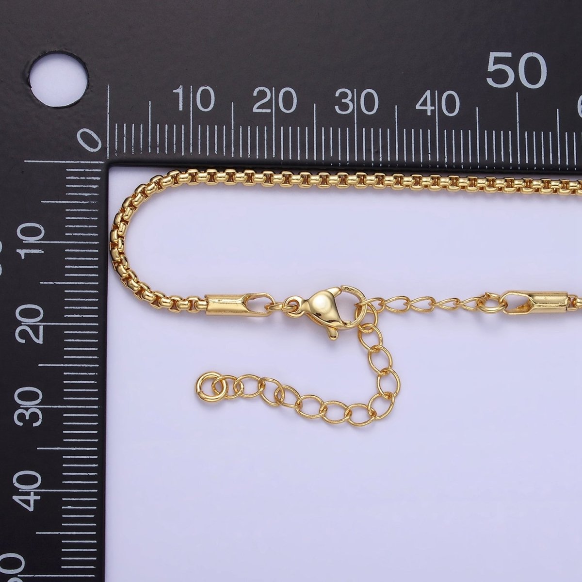 14K Gold Filled 2mm Box Chain 17.5 Inch Necklace w. Extender | WA-2434 - DLUXCA
