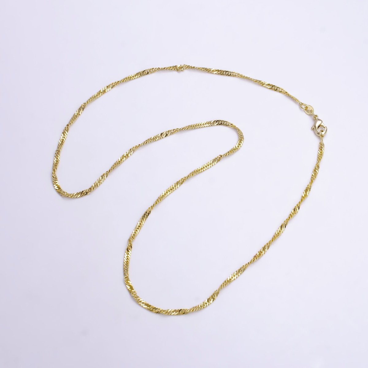 14K Gold Filled 2mm Curb Singapore 18 Inch Layering Chain Necklace | CN-791 Clearance Pricing - DLUXCA