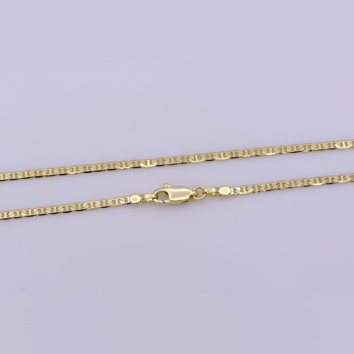14K Gold Filled 2mm Flat Edged Mariner 18 Inch Layering Chain Necklace | WA-400 Clearance Pricing - DLUXCA