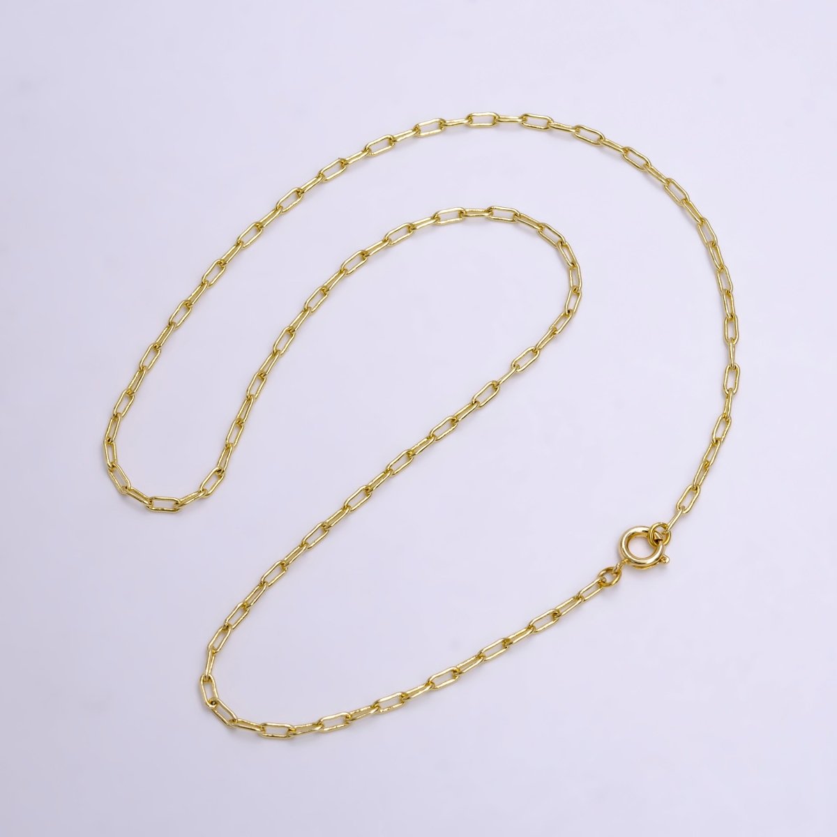 14K Gold Filled 2mm Paperclip 18 Inch, 16 Inch, 20 Inch Paperclip Choker Layering Chain Necklace | WA-2225 - WA-2227 - DLUXCA