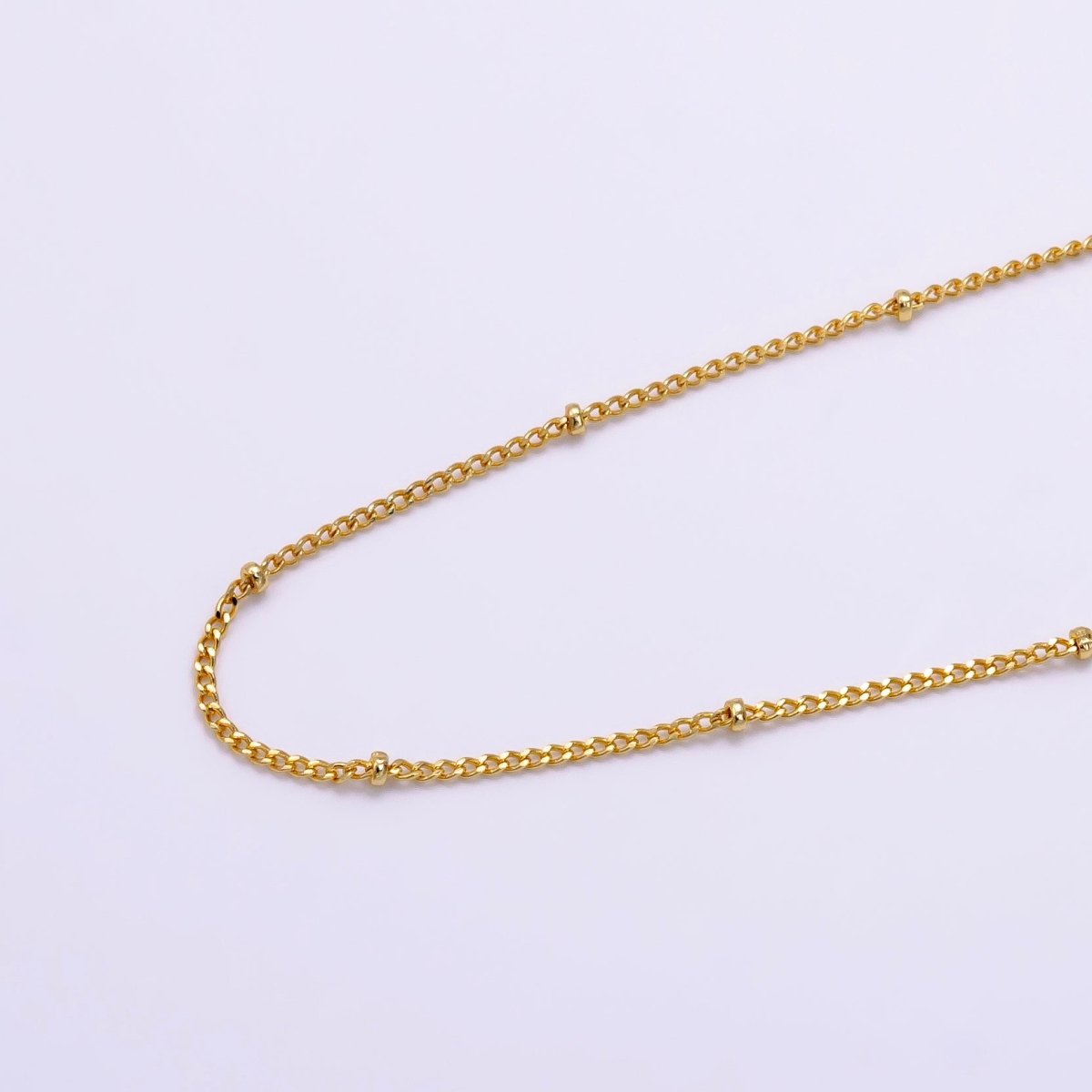 14K Gold Filled 2mm Satellite Curb Chain 16 Inch Necklace w. Extender in Gold & Silver | WA-2451 WA-2452 - DLUXCA