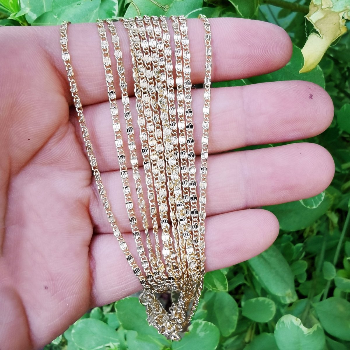 14K Gold Filled 2mm Scroll Link 16 Inch Choker Chain Necklace | WA-209 Clearance Pricing - DLUXCA