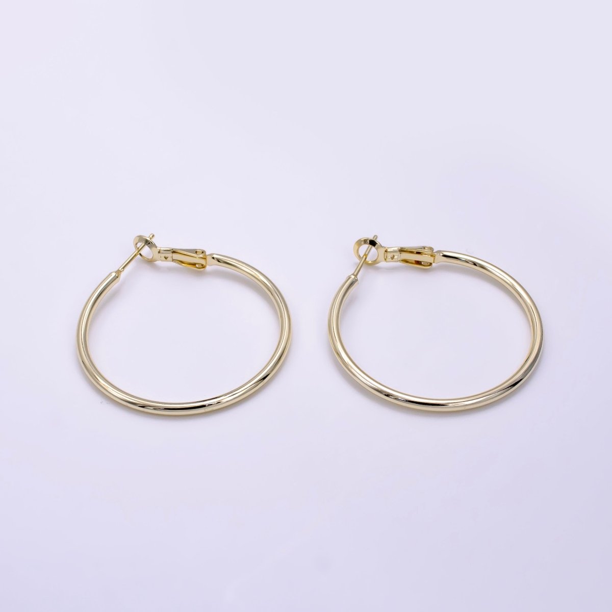 14K Gold Filled 30mm, 35mm Minimalist Hinge Hoop Earrings | V076 V077 - DLUXCA