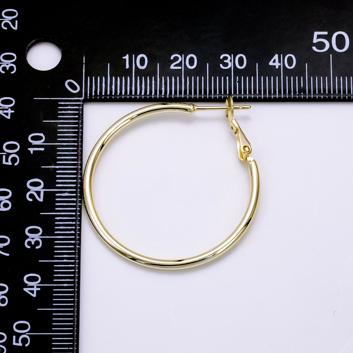 14K Gold Filled 30mm, 35mm Minimalist Hinge Hoop Earrings | V076 V077 - DLUXCA