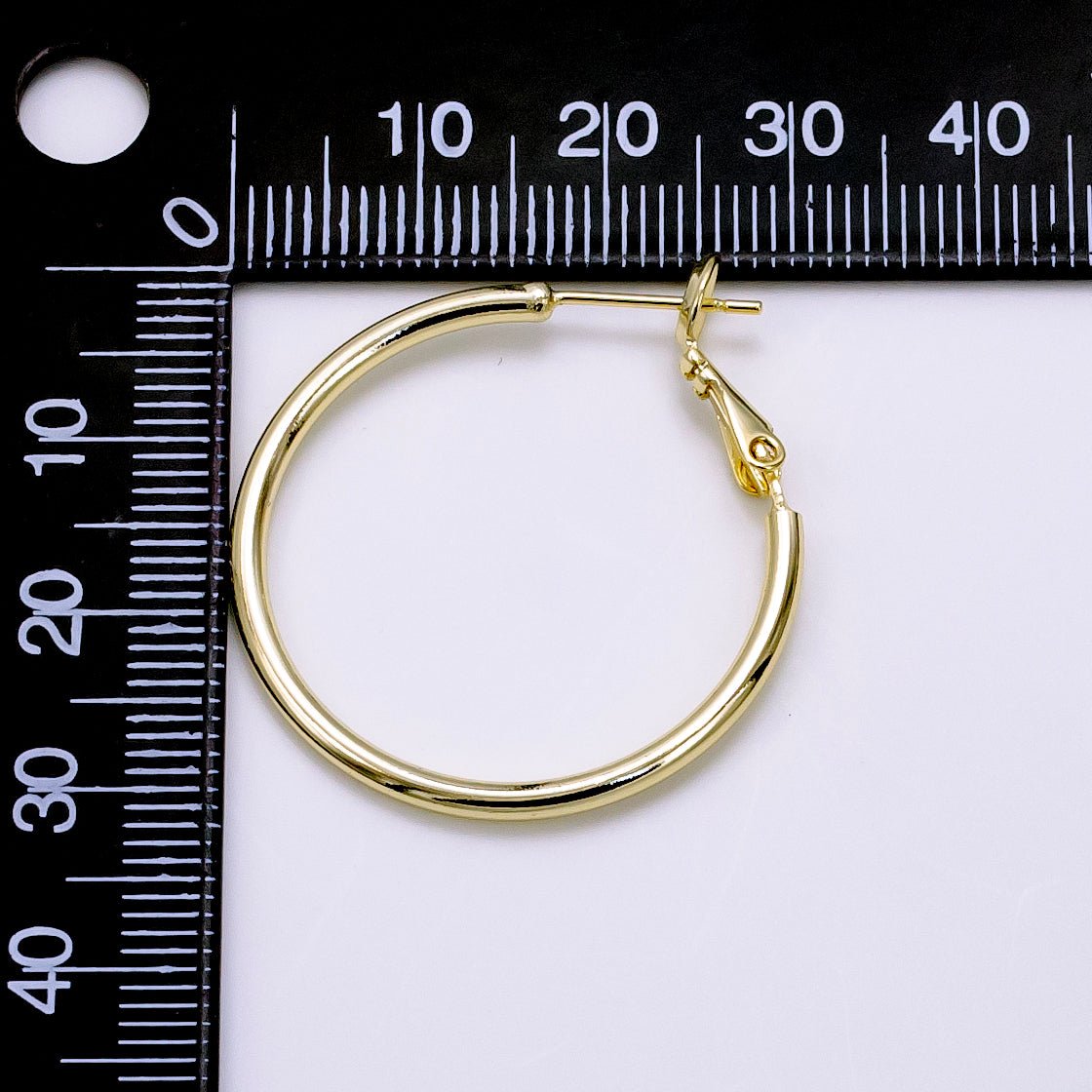 14K Gold Filled 30mm, 35mm Minimalist Hinge Hoop Earrings | V076 V077 - DLUXCA