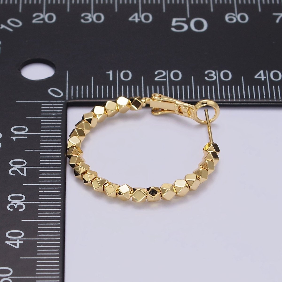 14K Gold Filled 30mm Geometric Bead Hinge Hoop Earrings | AE688 - DLUXCA