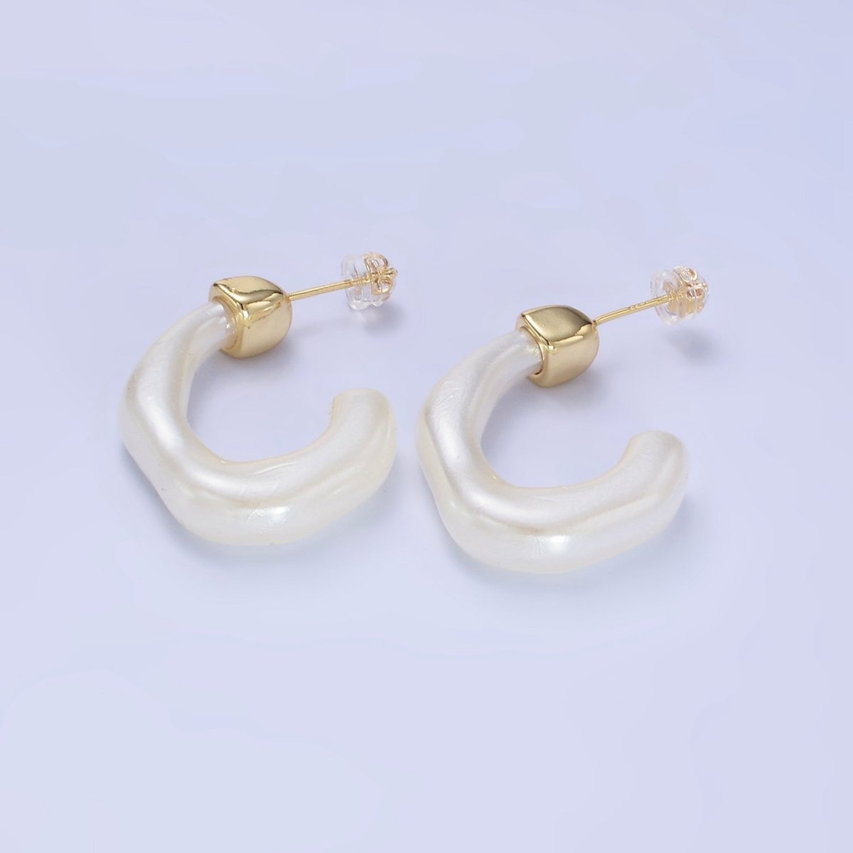 14K Gold Filled 30mm J-Shaped Resin Hoop Earrings | AE161 - AE167 - DLUXCA