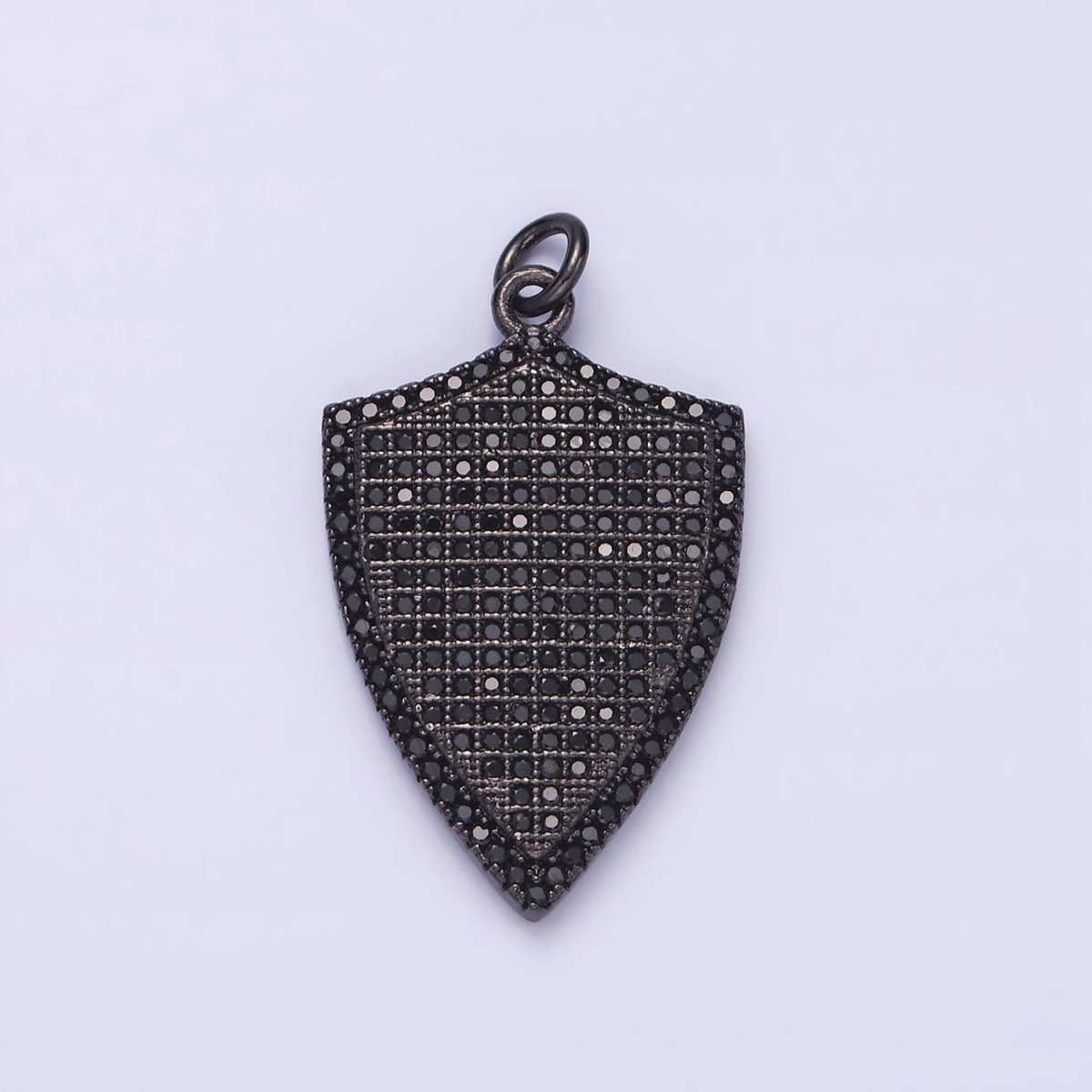14K Gold Filled 30mm Micro Paved CZ Shield Charm in Silver, Gold, Black | N1132 - N1134 - DLUXCA