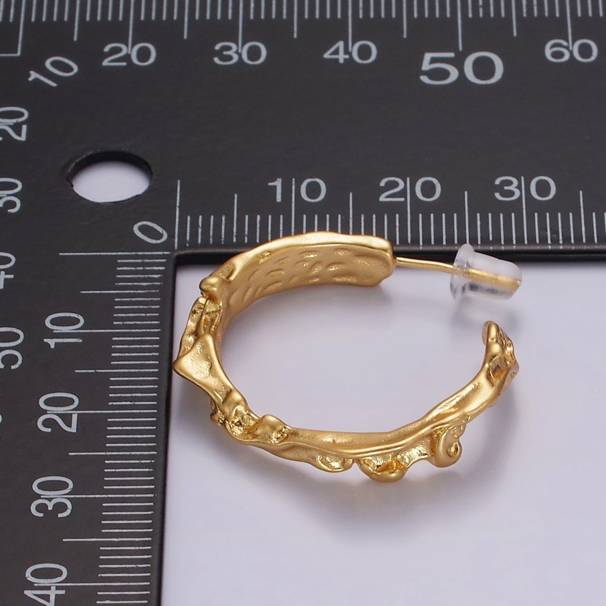 14K Gold Filled 30mm Molten Abstract C-Shaped Hoop Earrings | AE329 - DLUXCA