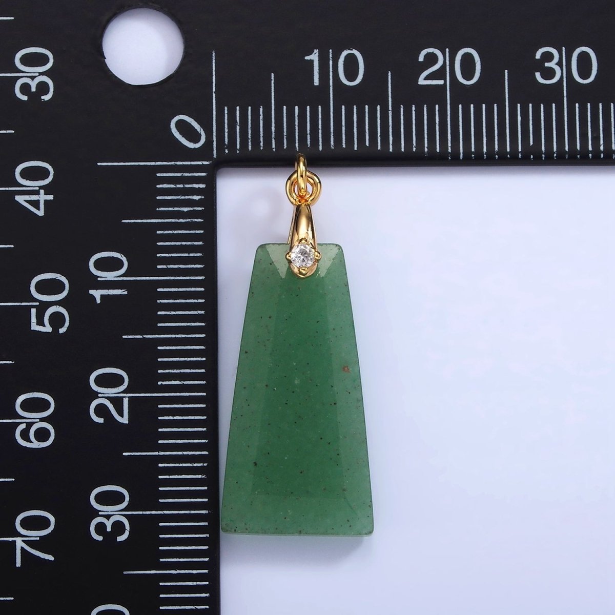 14K Gold Filled 30mm Natural Gemstone Triangle CZ Bail Pendant | AG324 - AG332 - DLUXCA