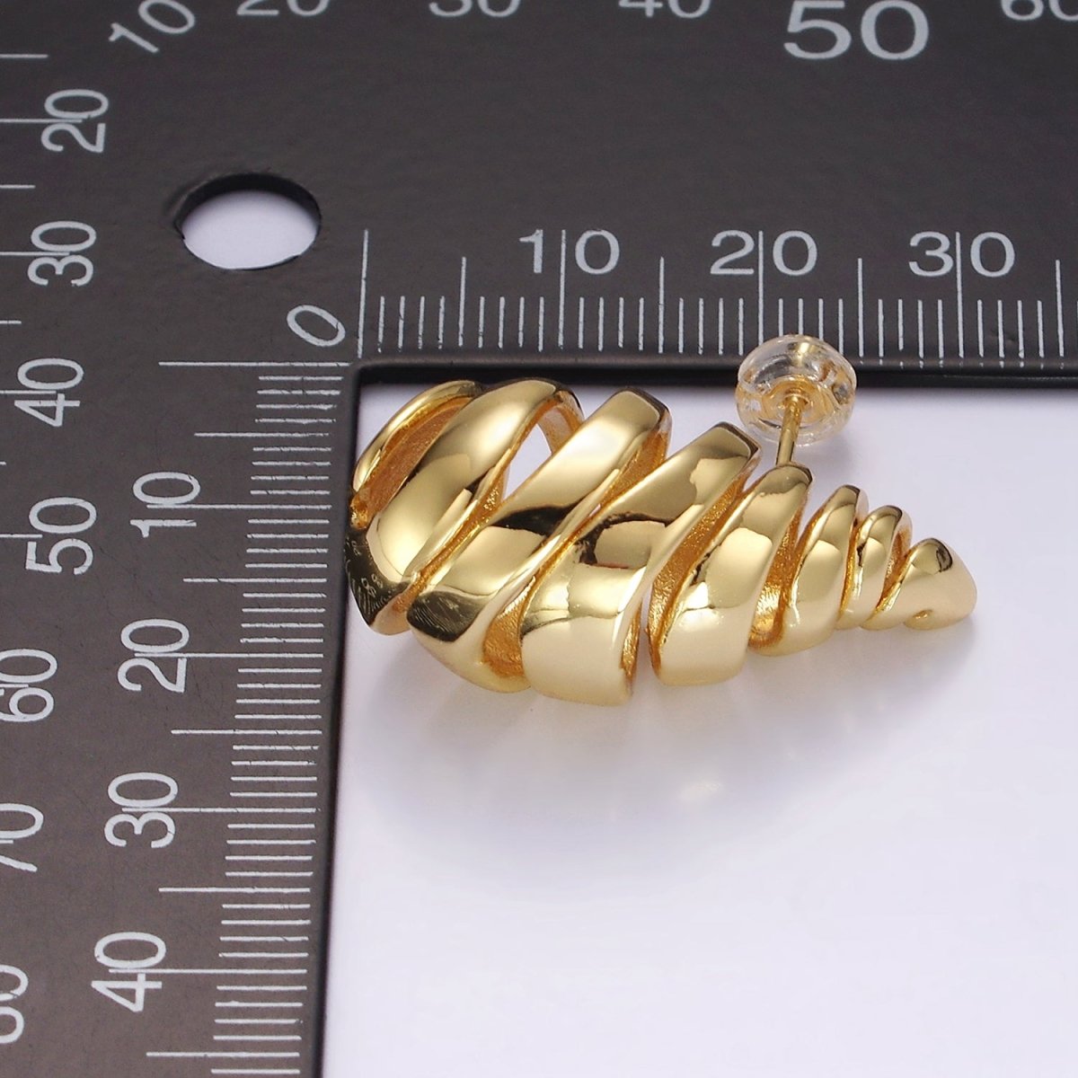14K Gold Filled 30mm Open Multiple Band Teardrop Minimalist Stud Earrings | AE178 - DLUXCA
