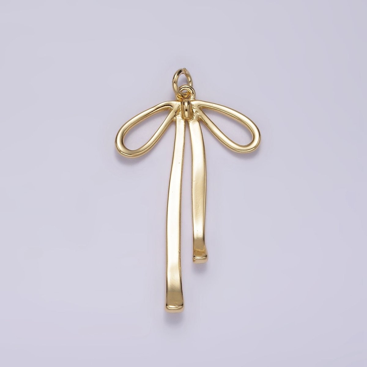 14K Gold Filled 30mm Ribbon Bow Minimalist Charm in Gold & Silver | AG494 - DLUXCA
