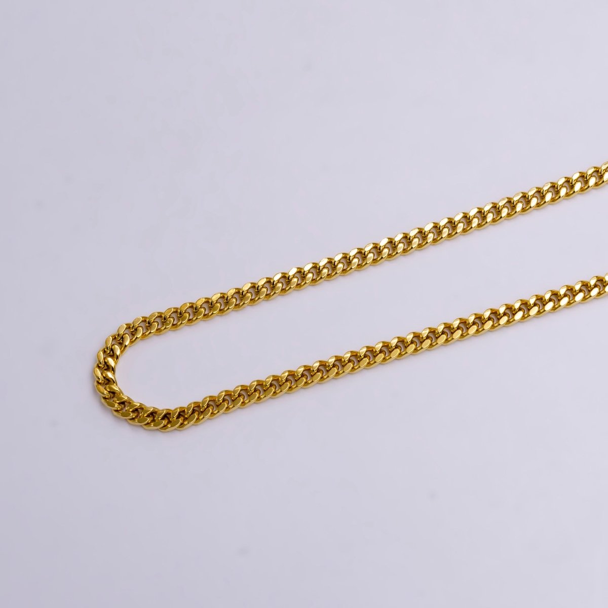 14K Gold Filled 3.2mm Flat Concave Curb Unfinished Chain For Jewelry Making | ROLL-1416 Clearance Pricing - DLUXCA