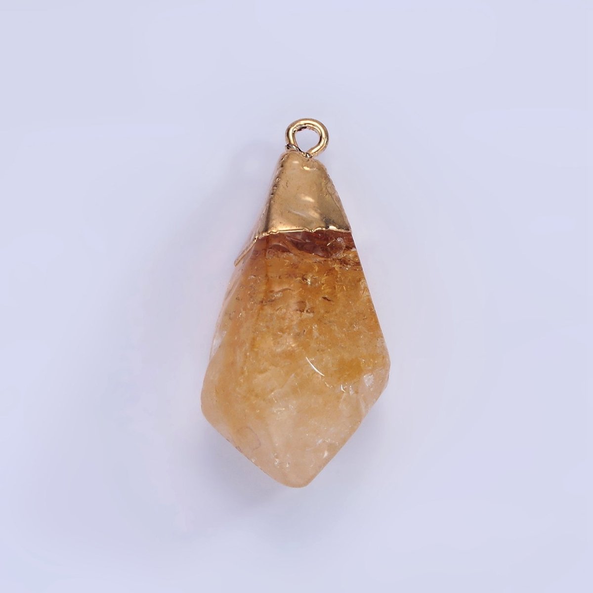 14K Gold Filled 33mm Citrine Multifaceted Pointed Foiled Charm | N1650 - DLUXCA