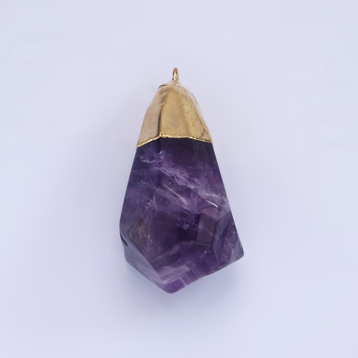 14K Gold Filled 35.5mm Rose Quartz, Amethyst Abstract Multifaceted Point Foiled Charm | N1653 N1654 - DLUXCA