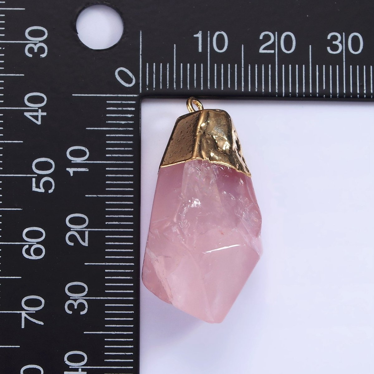 14K Gold Filled 35.5mm Rose Quartz, Amethyst Abstract Multifaceted Point Foiled Charm | N1653 N1654 - DLUXCA