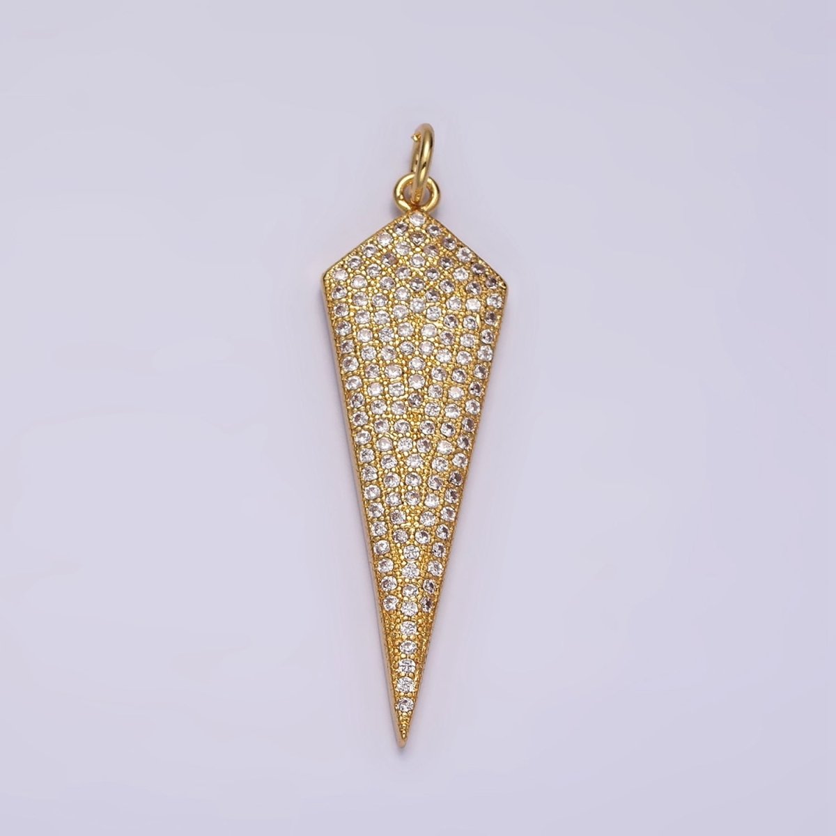 14K Gold Filled 35mm Micro Paved CZ Shield Arrow Tip Charm | AG-354 - DLUXCA