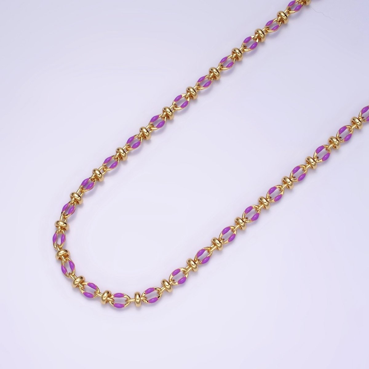 14K Gold Filled 3.8mm Multicolor Rainbow Enamel Crimp Double Link Unfinished Chain For Jewelry Making | ROLL-1394 1395 1396 1397 1398 1399 1400 1401 1402 1403 Clearance Pricing - DLUXCA