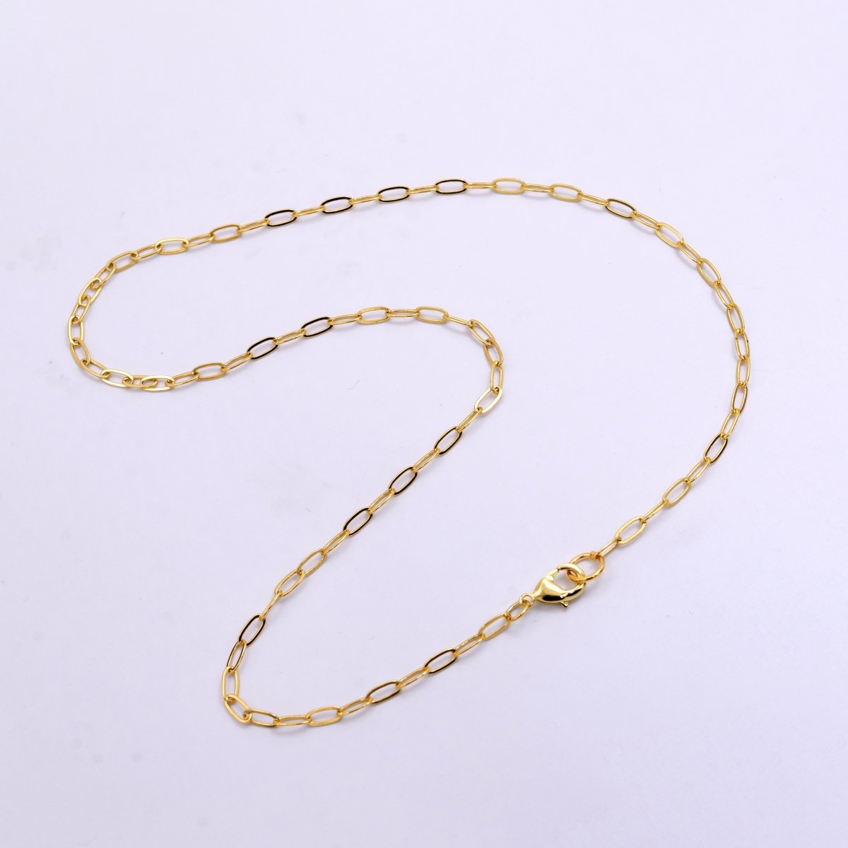 14K Gold Filled 3mm Paperclip Chain 18 Necklace | WA-2441 - DLUXCA