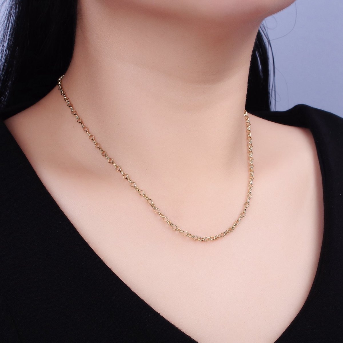 14K Gold Filled 3mm Unique Quatrefoil 17 Inch Chain Necklace | WA-1879 Clearance Pricing - DLUXCA