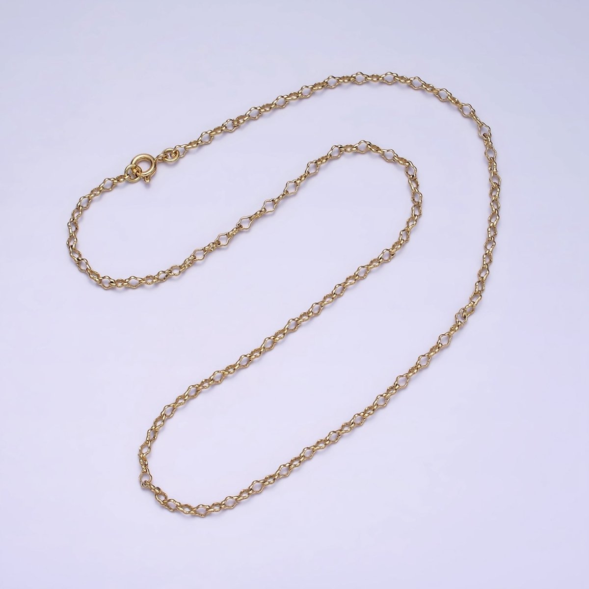 14K Gold Filled 3mm Unique Quatrefoil 17 Inch Chain Necklace | WA-1879 Clearance Pricing - DLUXCA