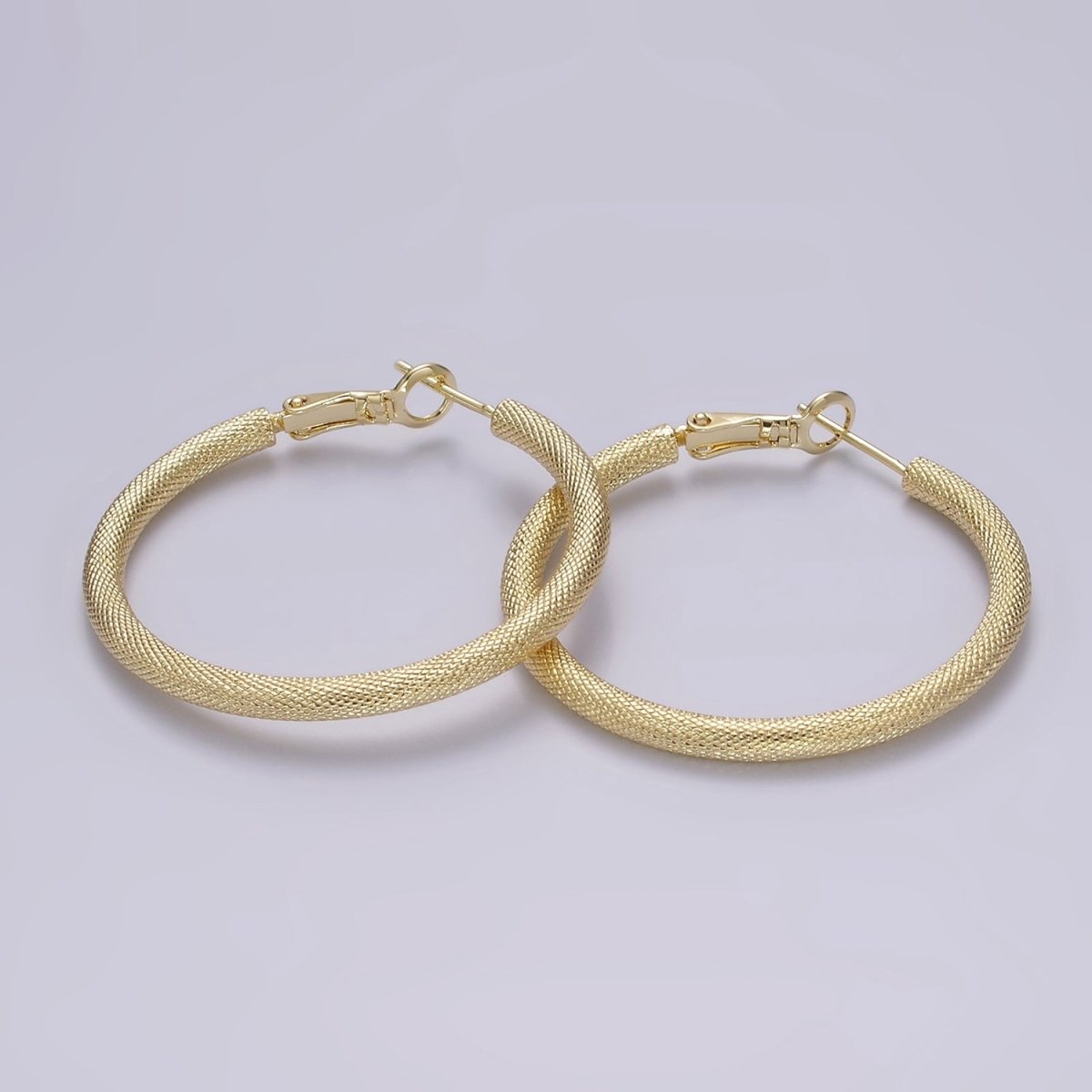14K Gold Filled 40mm Scale-Textured Hinge Hoop Earrings | AE170 - DLUXCA