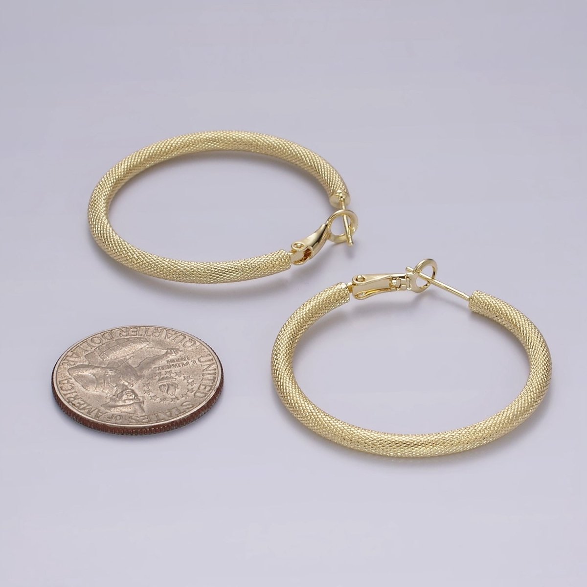 14K Gold Filled 40mm Scale-Textured Hinge Hoop Earrings | AE170 - DLUXCA