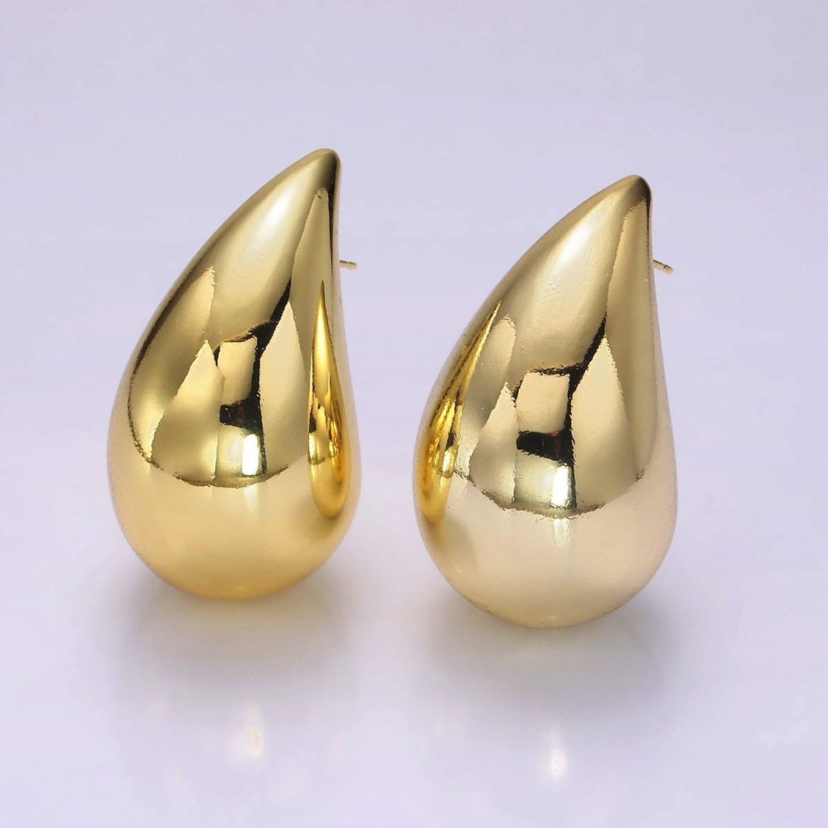 14K Gold Filled 43mm Chubby Teardrop Stud Minimalist Earrings | AE340 - DLUXCA