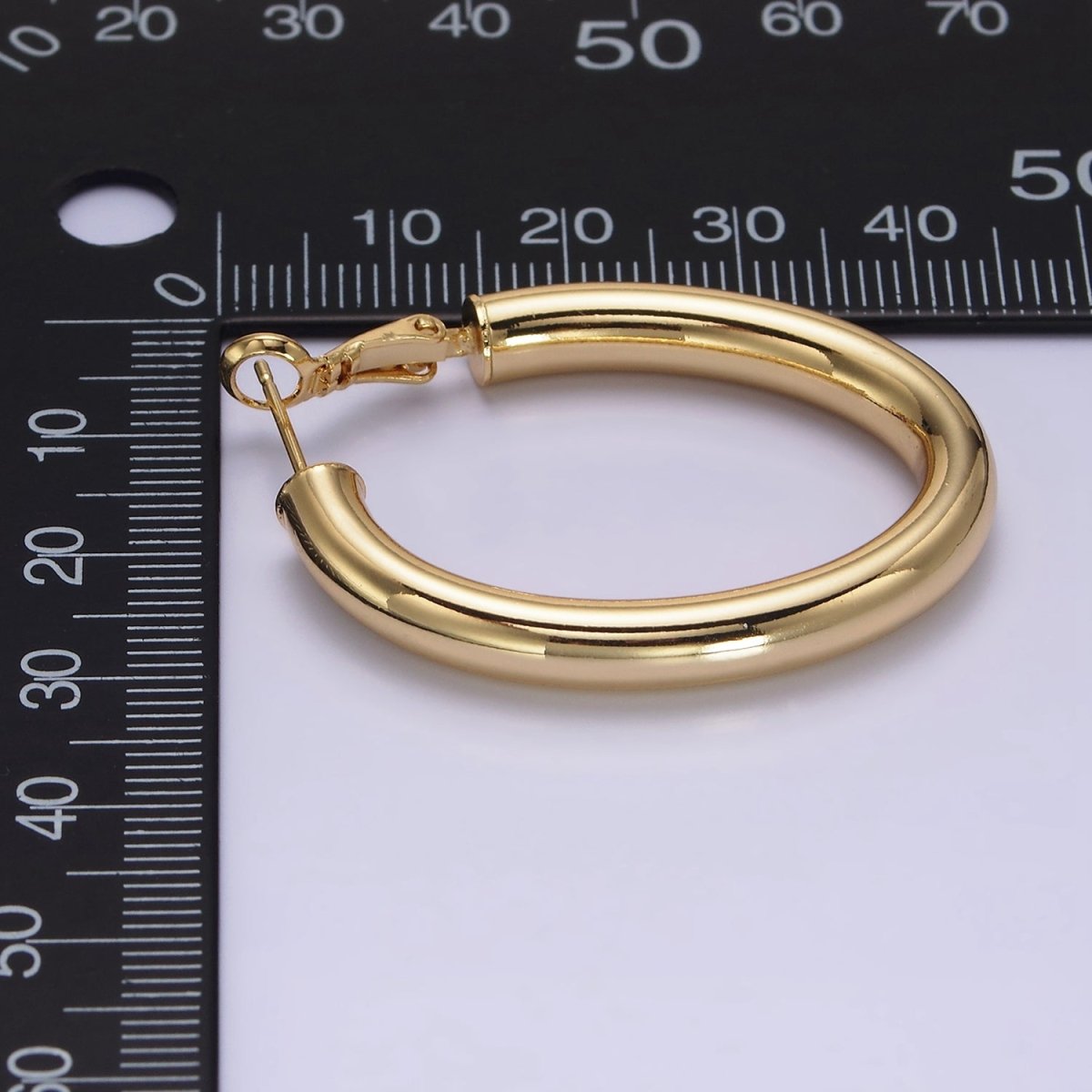 14K Gold Filled 45mm Chubby Oblong Hinge Hoop Earrings in Gold & Silver | AE096 AE097 - DLUXCA