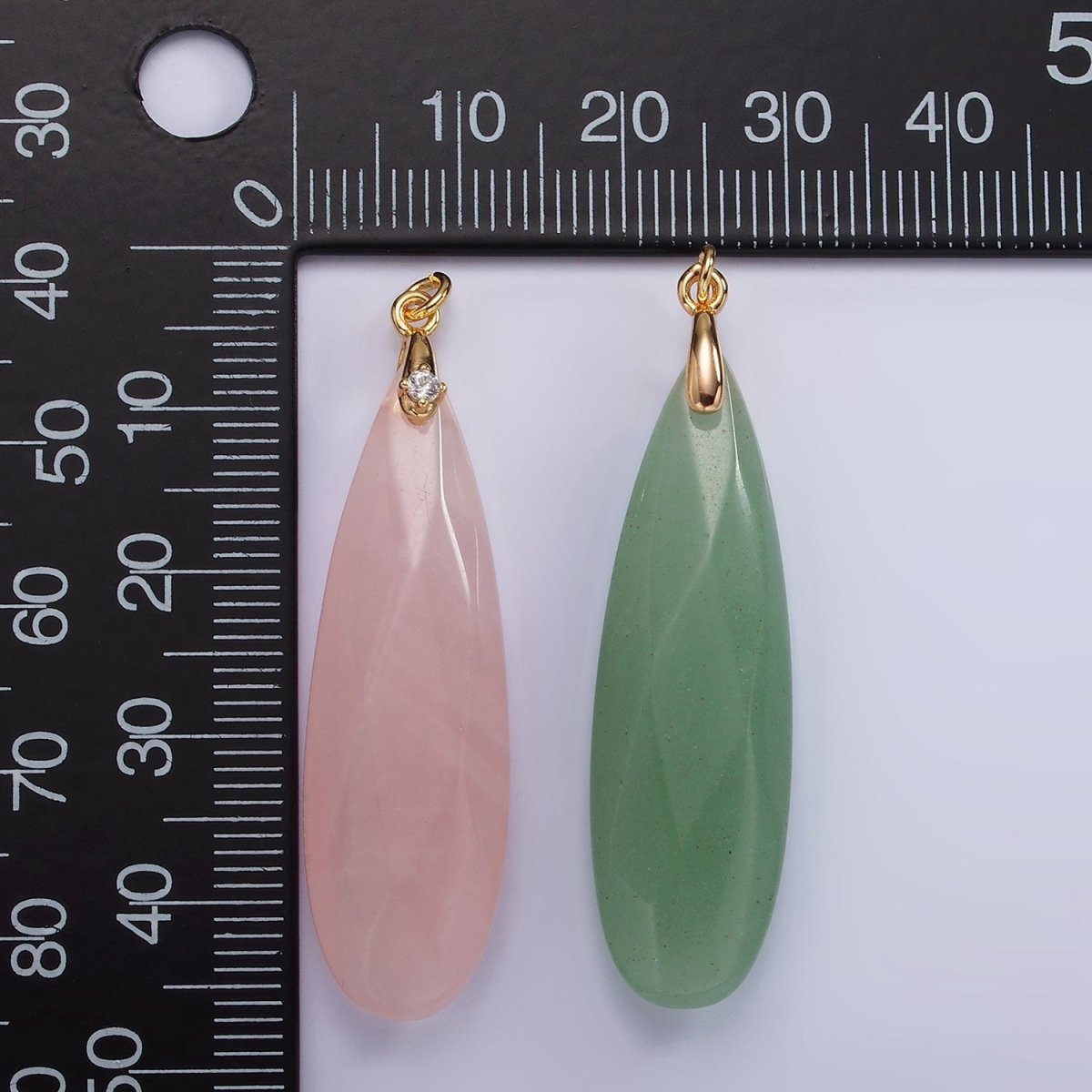 14K Gold Filled 45mm Natural Gemstone Teardrop Briolette Beads Charm | AC921 - AC927 - DLUXCA