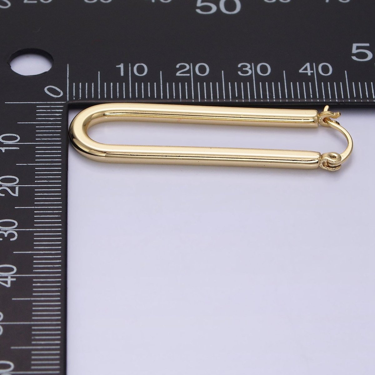 14K Gold Filled 45mm Thin U-Shaped Oblong Latch Earrings | Y884 - DLUXCA