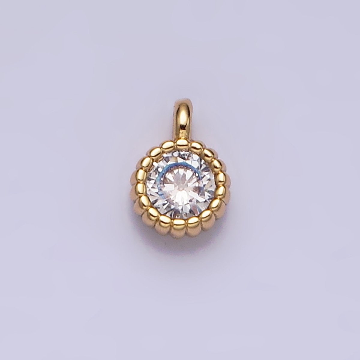 14K Gold Filled 4mm Clear Round CZ Beaded Charm in Gold & Silver | AC1319 AC1320 - DLUXCA