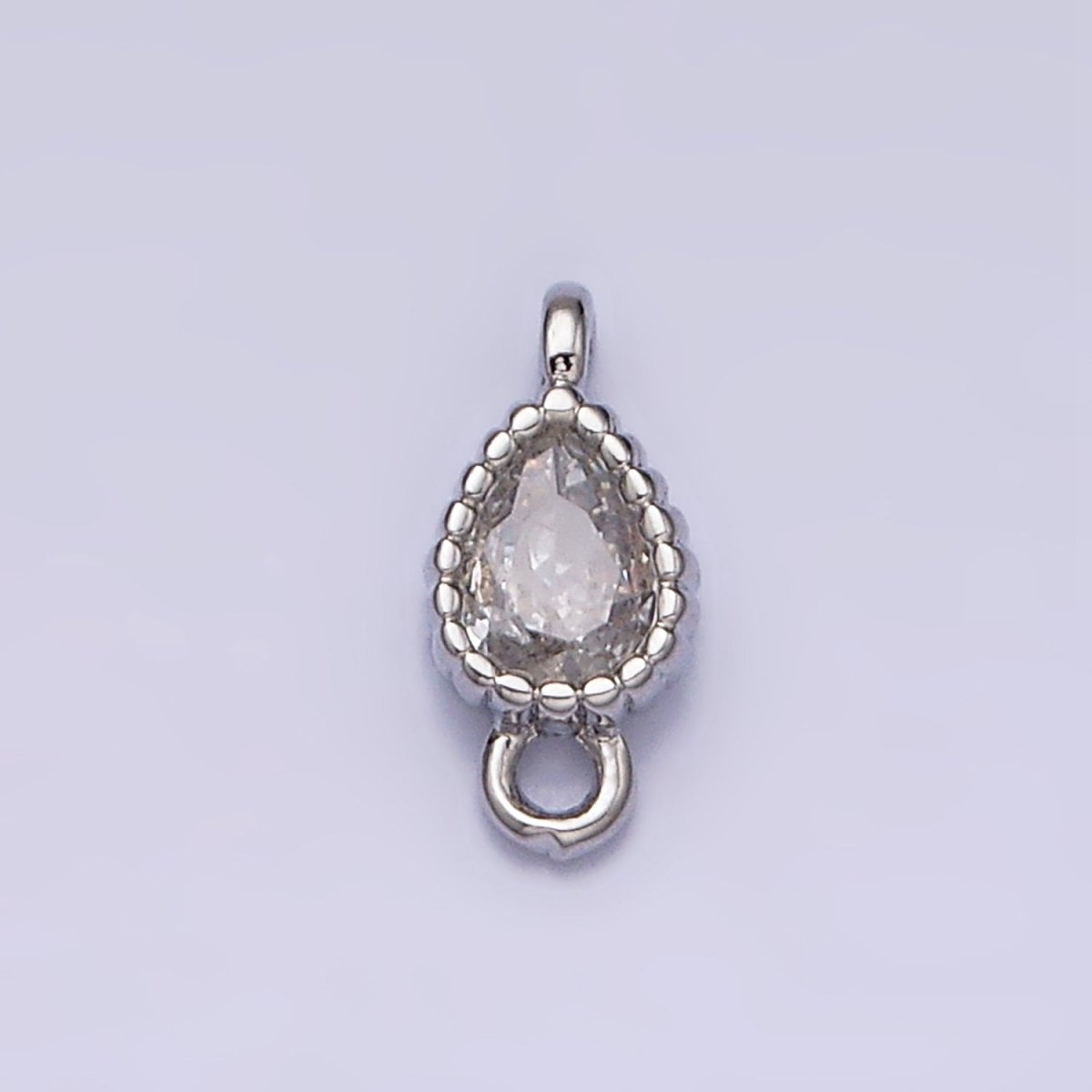 14K Gold Filled 4mm Clear Teardrop CZ Beaded Connector in Gold & Silver | AA1072 - AA1073 - DLUXCA