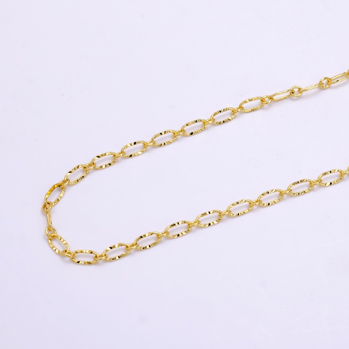 14K Gold Filled 4mm Sunburst Paperclip Chain 29.5 Inch Necklace w. 2 Inch Extender | WA-2439 - DLUXCA