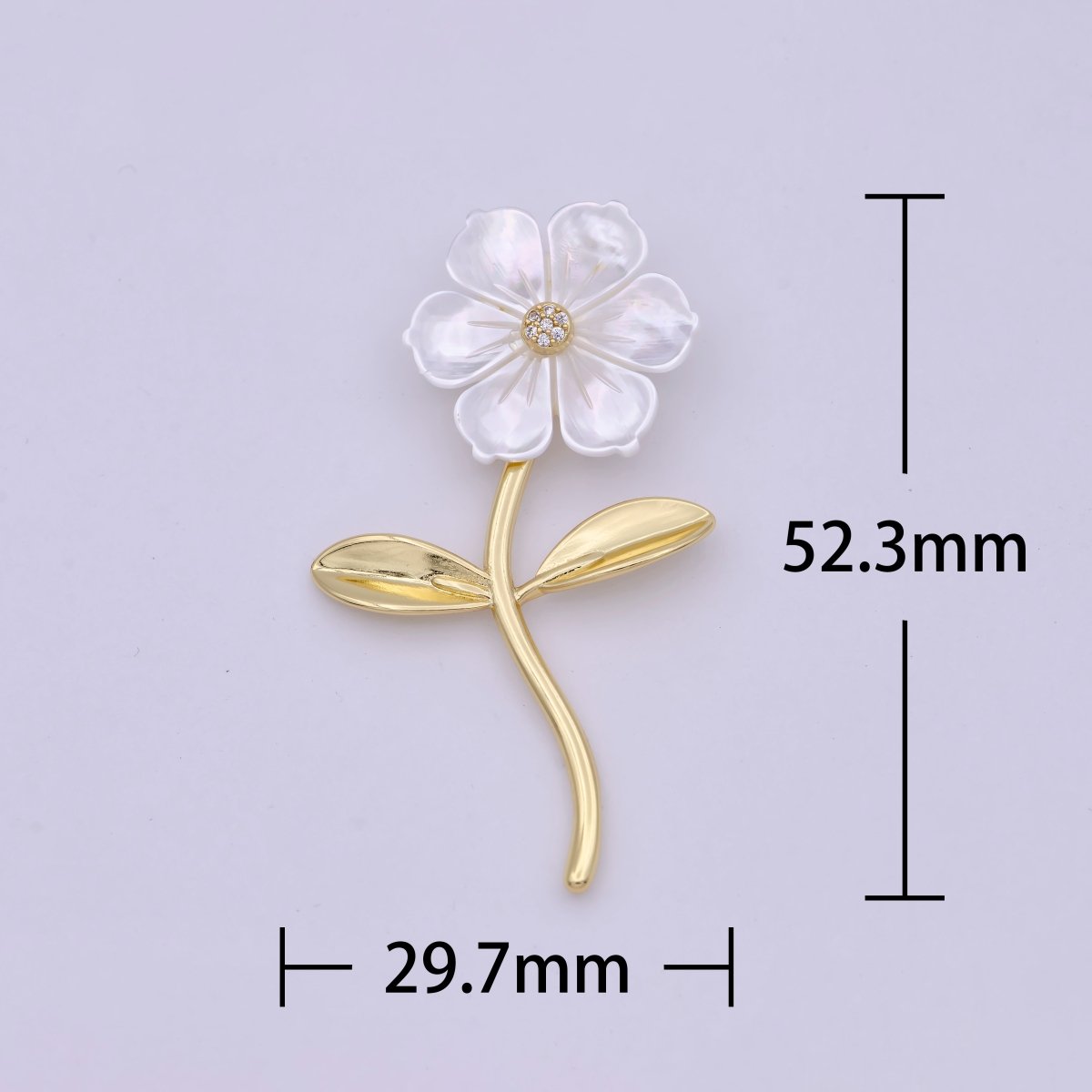 14K Gold Filled 52mm Micro Paved Bindweed Flower Pendant | H469 - DLUXCA