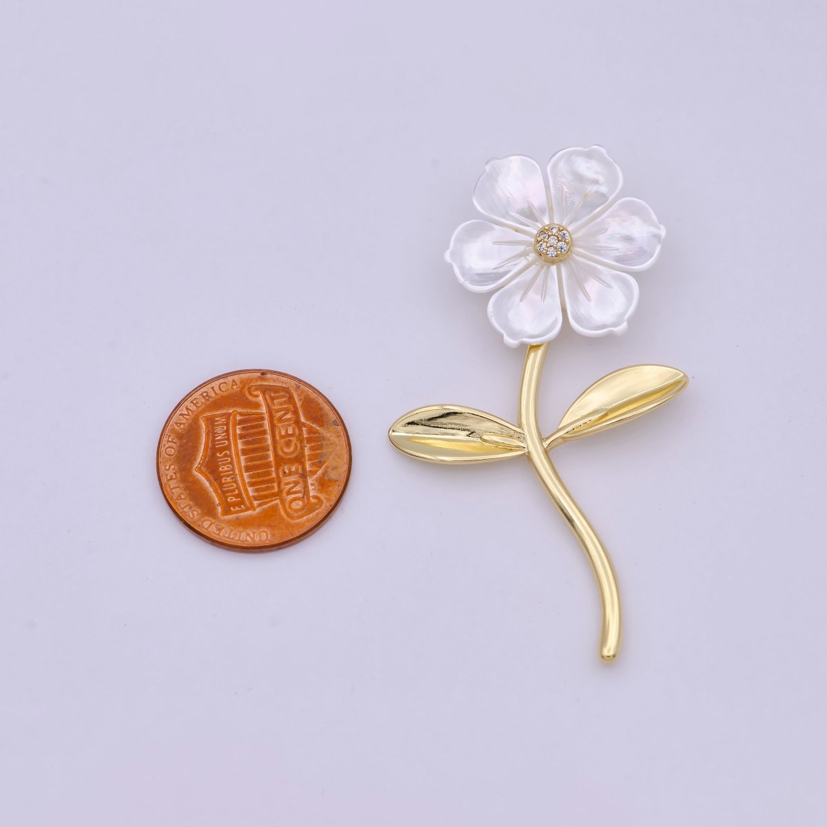 14K Gold Filled 52mm Micro Paved Bindweed Flower Pendant | H469 - DLUXCA