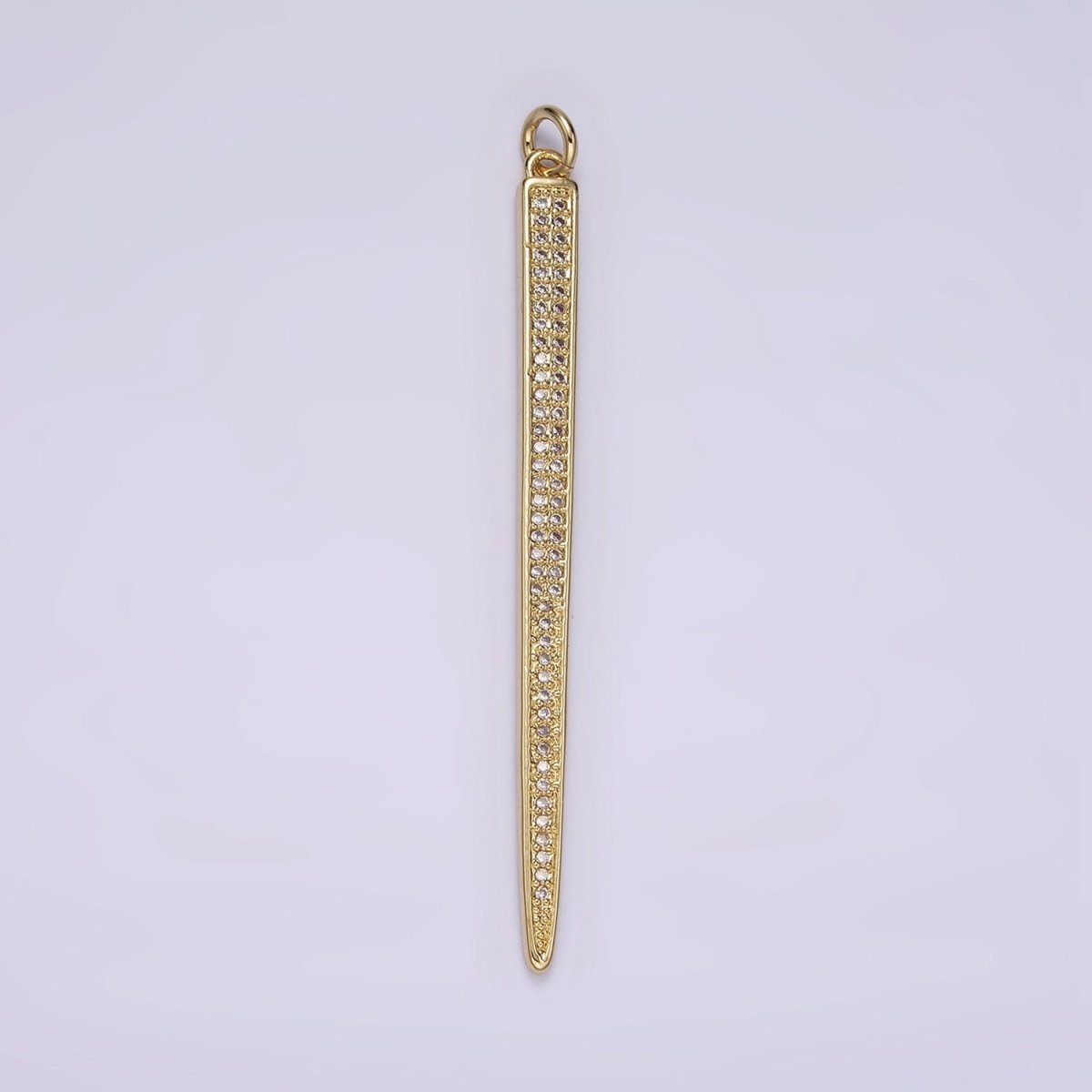 14K Gold Filled 55.5mm Clear Micro Paved CZ Linear Bar Charm in Silver & Gold | AG385 AG386 - DLUXCA