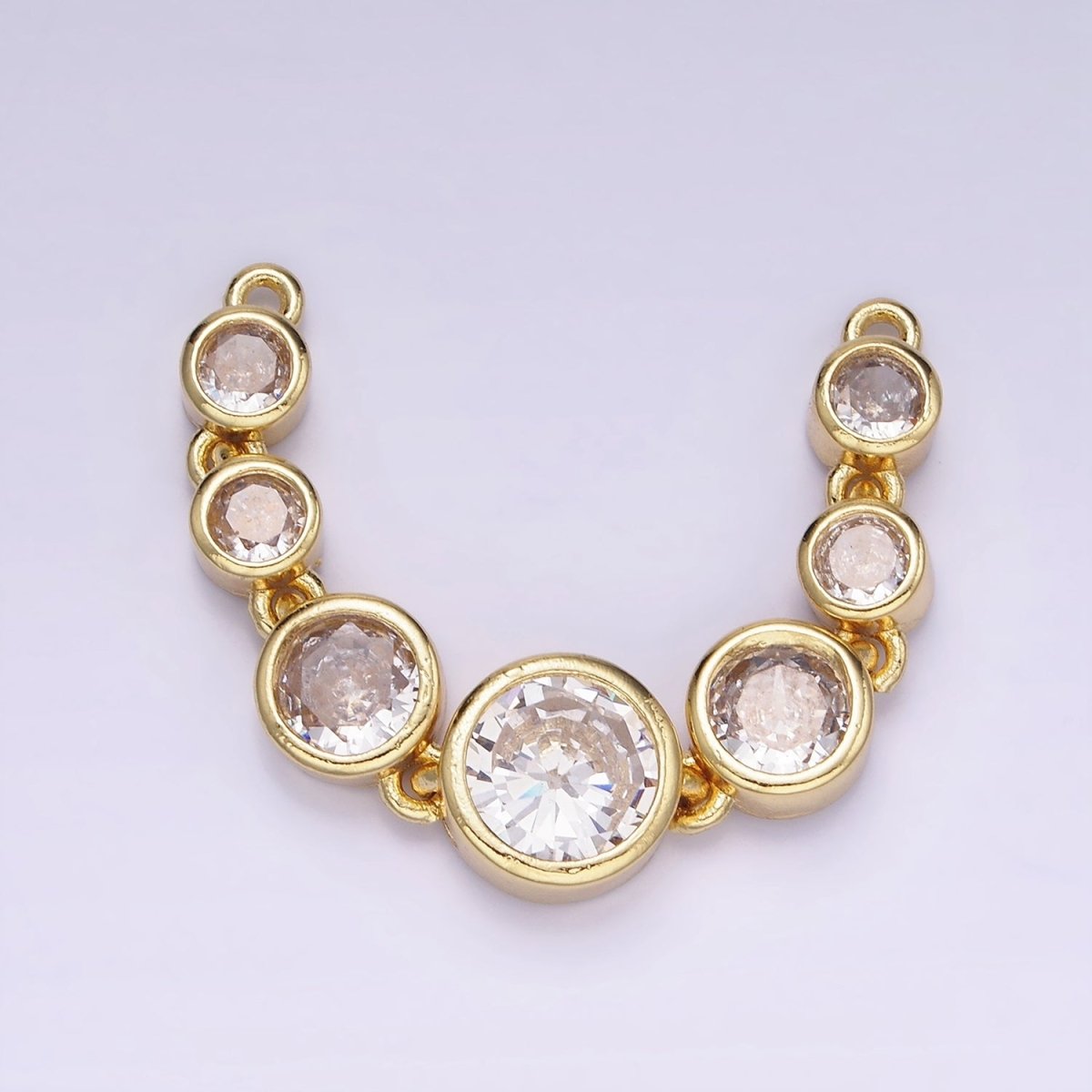 14K Gold Filled 58mm Multiple Clear Round CZ Lined Connector | G269 - DLUXCA