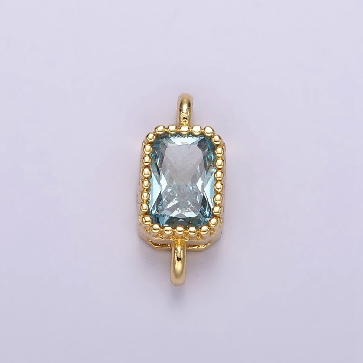 14K Gold Filled 5mm Blue, Baby Blue CZ Baguette Bezel Connector | G176 G177 - DLUXCA