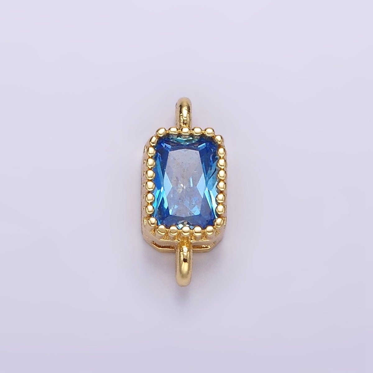 14K Gold Filled 5mm Blue, Baby Blue CZ Baguette Bezel Connector | G176 G177 - DLUXCA