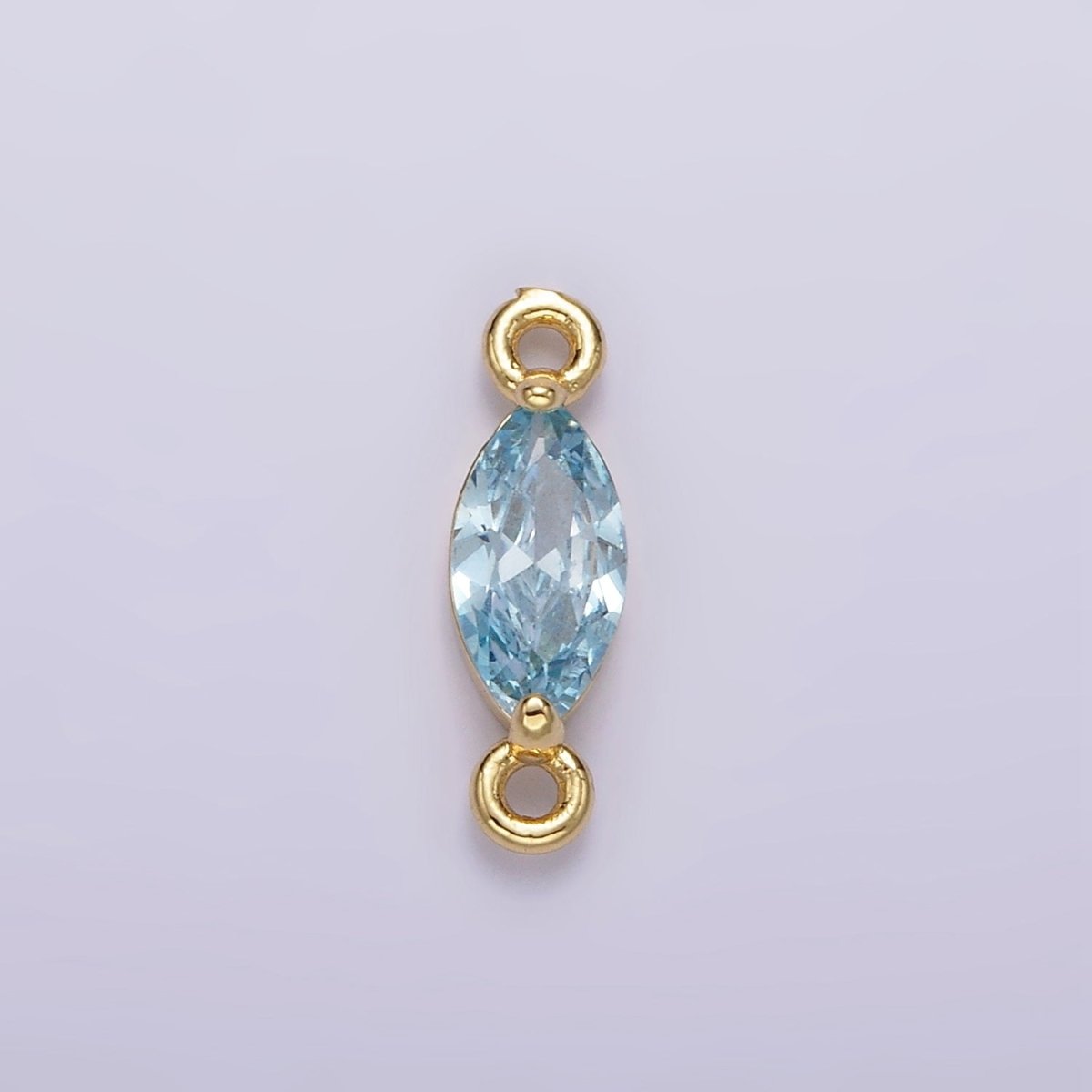 14K Gold Filled 5mm Blue, Baby Blue CZ Marquise Bezel Connector | G174 G175 - DLUXCA