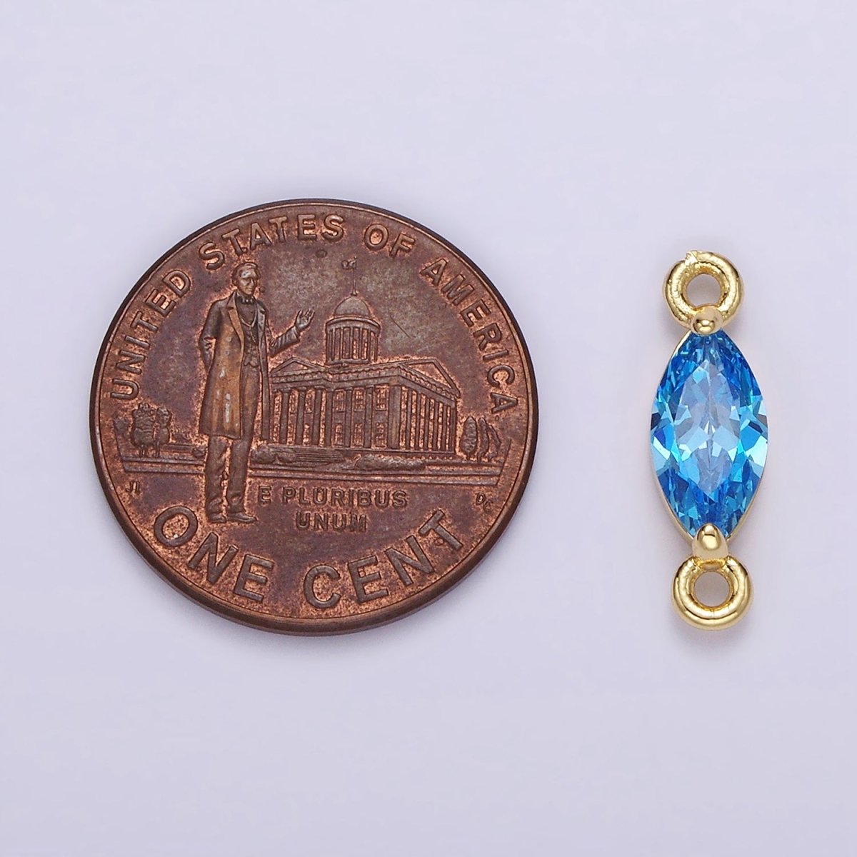 14K Gold Filled 5mm Blue, Baby Blue CZ Marquise Bezel Connector | G174 G175 - DLUXCA