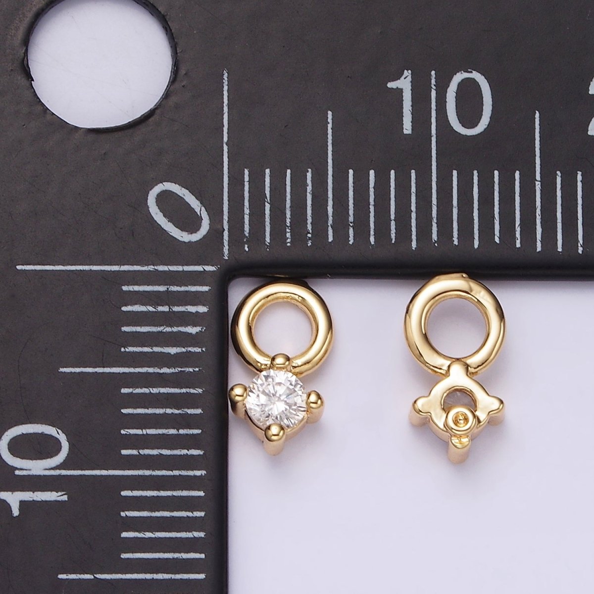 14K Gold Filled 5mm Clear CZ Round Mini Add-On Charm | AG529 - DLUXCA