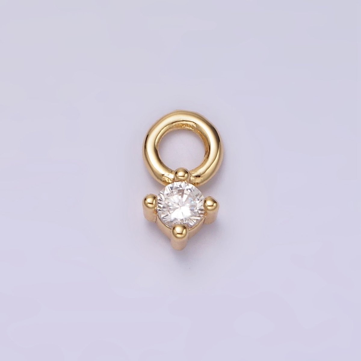 14K Gold Filled 5mm Clear CZ Round Mini Add-On Charm | AG529 - DLUXCA